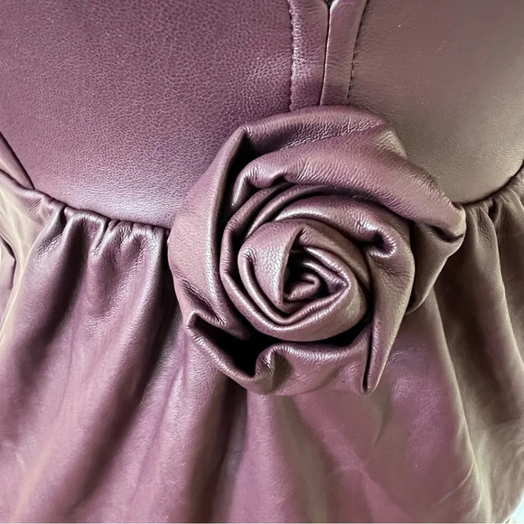 Ashley Park vegan leather notch neck rosette dress 17219 - Picture 3 of 10